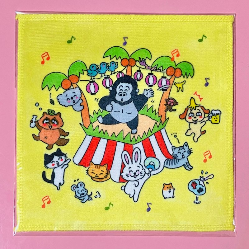 Handkerchief towel dancing animals - ผ้าเช็ดหน้า - ผ้าฝ้าย/ผ้าลินิน 