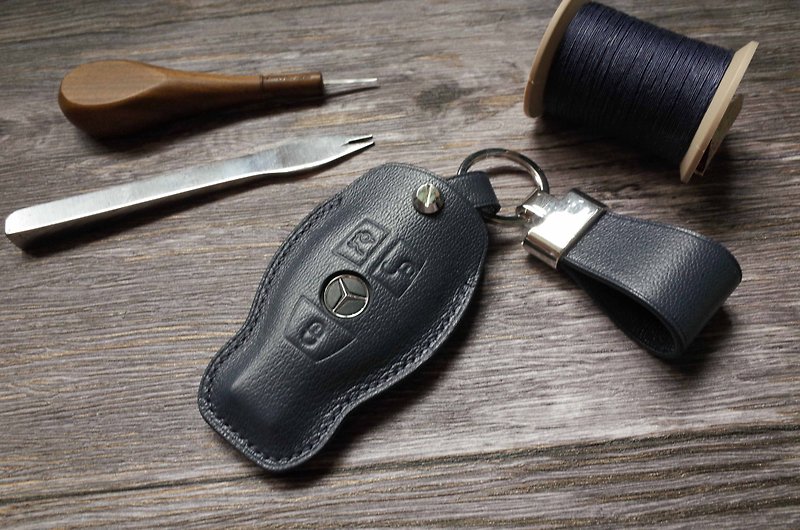 Mercedes-Benz three-button version-car key holster - Keychains - Genuine Leather Multicolor