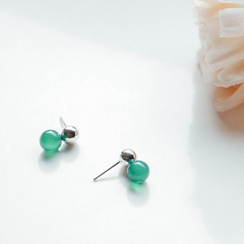 Candy Gemstone Earrings // Green Agate // Clip-On are available - ต่างหู - เงินแท้ 
