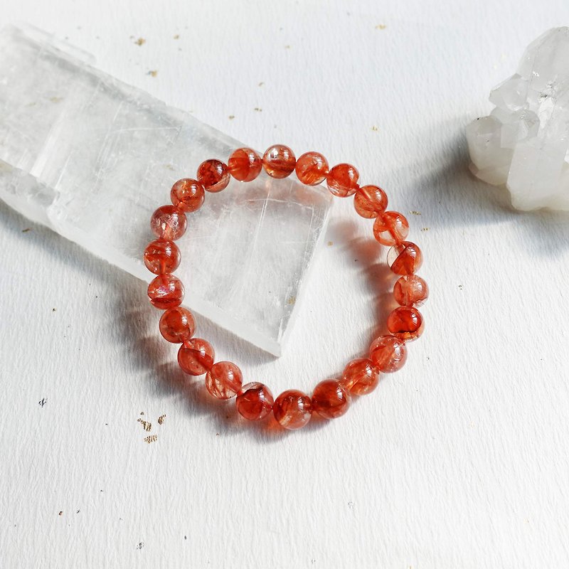 Natural Red Glue Flower Crystal Bracelet [8mm] - Bracelets - Crystal Red