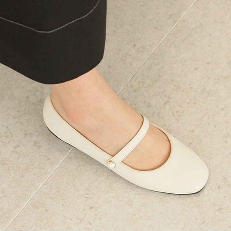 PRE-ORDER SPUR Pearl_Mary Jane_Flat RS7013 IVORY - Mary Jane Shoes & Ballet Shoes - Other Materials 