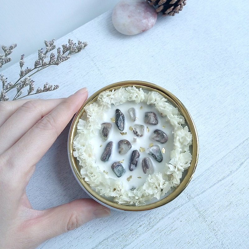 Phantom - White Marble bowl | Dried flower Crystal Natural Soywax Candle - ช่อดอกไม้แห้ง - ขี้ผึ้ง ขาว