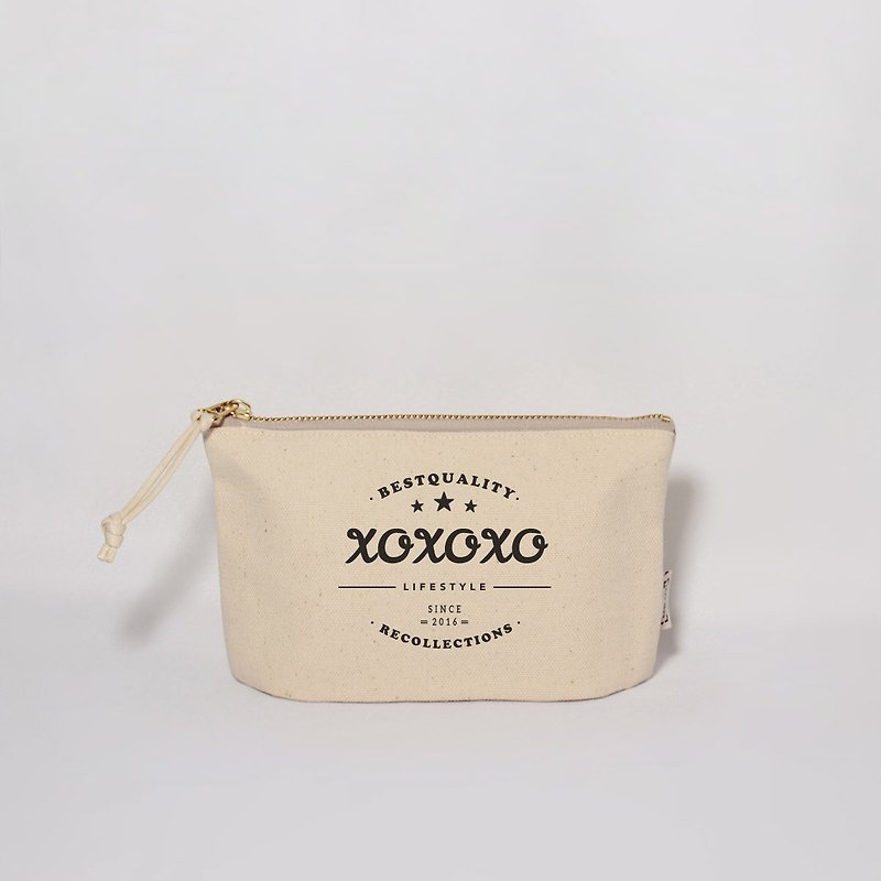 [Custom text] 8 color optional ancient trademark zipper package II - Toiletry Bags & Pouches - Cotton & Hemp White