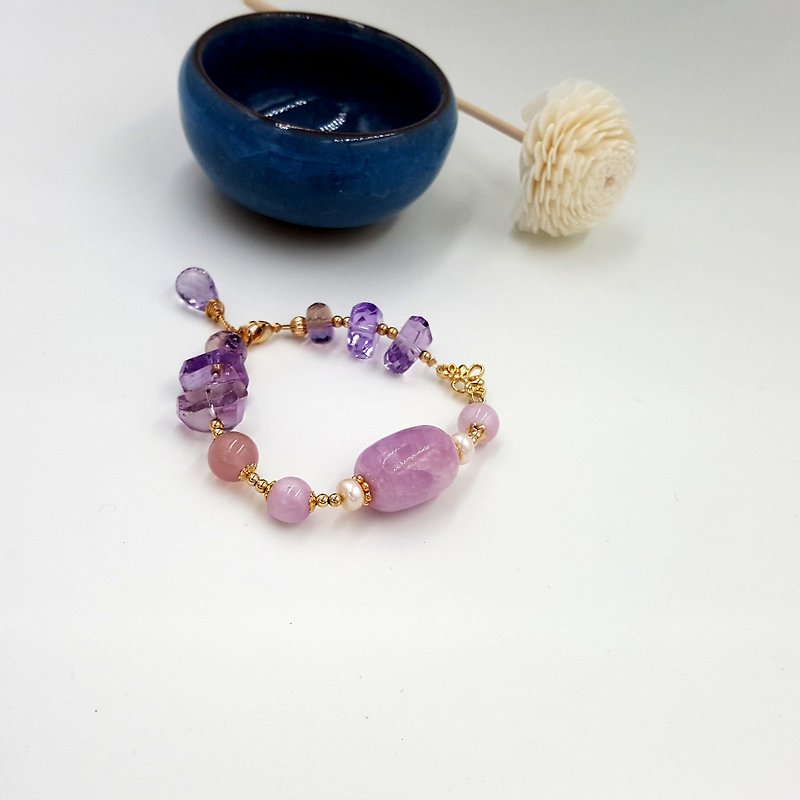 Girl Crystal World - Angel's Tears [Purple Lithium] handmade natural crystal bracelet - Bracelets - Gemstone Purple