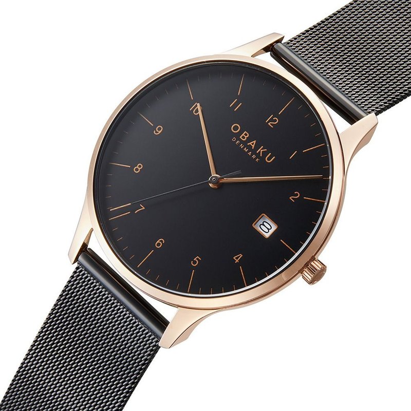 Obaku Rose Gold X Black-V298GDVBMB-41mm - Men's & Unisex Watches - Stainless Steel Multicolor