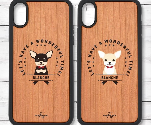 名入れ】チワワ(Emblem) 衝撃吸収タイプ 木製iPhoneケース