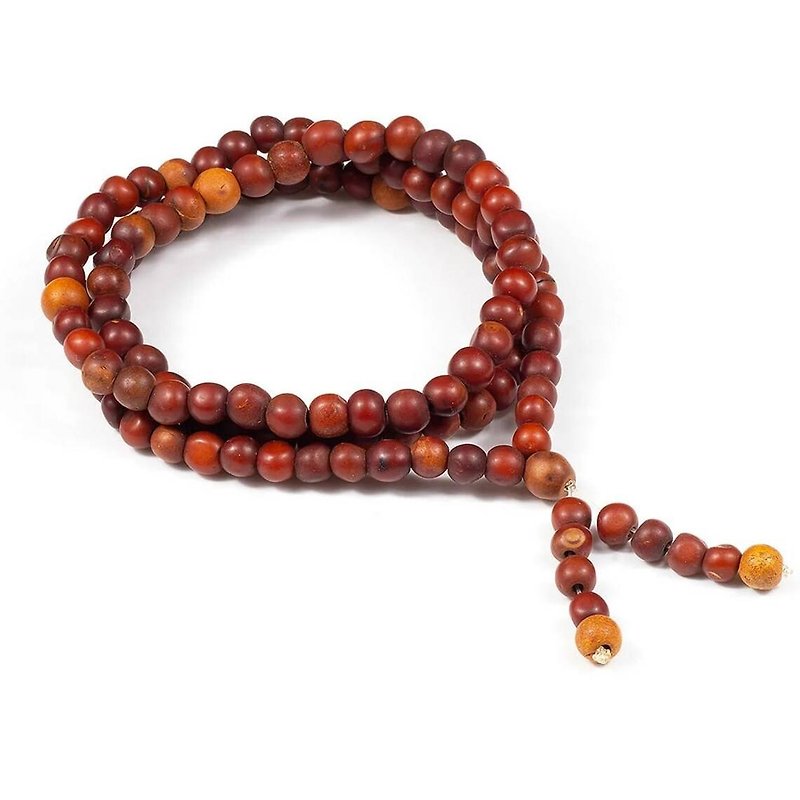 天然熟成ロイヤルアンバーで作られた仏教用数珠|108 玉琥珀 - ネックレス - 石 ブラウン