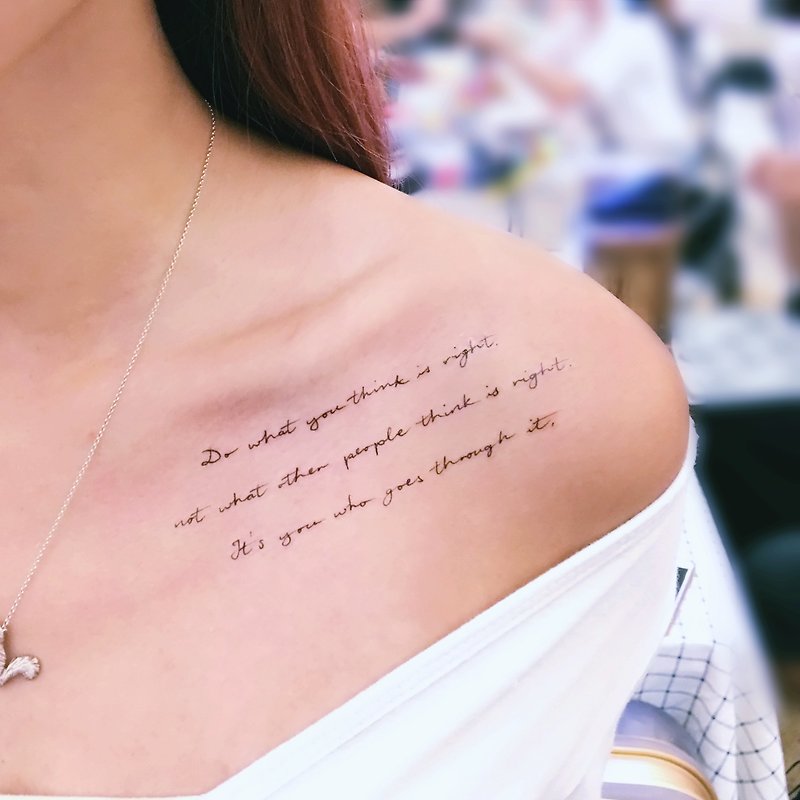Trust Yourself Believe Brave Quote Grow Up Calligraphy Lettering Delicate Tattoo - สติ๊กเกอร์แทททู - กระดาษ สีดำ