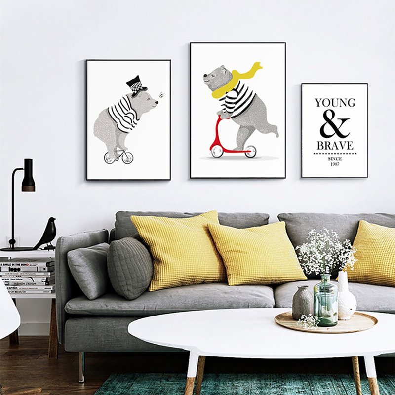 young熊_掛畫_動物系列_台灣製造 兩個工作天快速出貨 - 海報/掛畫/掛布 - 棉．麻 黑色