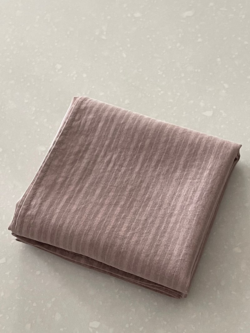 Mineral dyed fine weave striped soft cotton handkerchief Personalized monochrome series Passionate cocoa - Handkerchiefs & Pocket Squares - Cotton & Hemp Brown