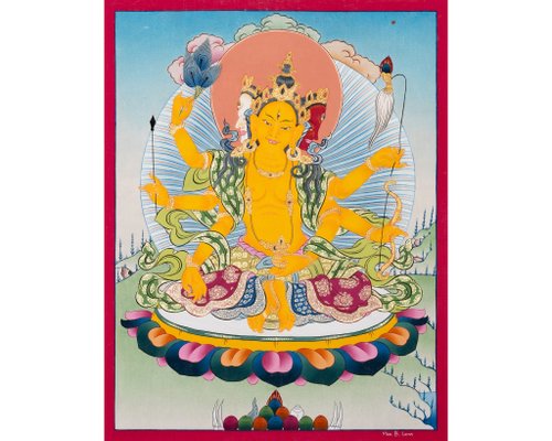 Boudha Stupa Thanka Centre 光芒燦爛 黃色塔拉唐卡畫 喚醒神聖的啟迪