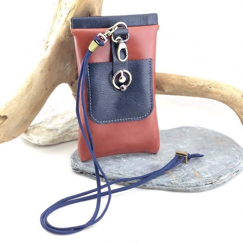 ➜ Splicing shrapnel multi-function phone bag. ➜ --- phone case / headphone / card / travel card / glasses bag / storage / passport / diagonal back phone bag / neck phone bag - Phone Cases - Genuine Leather Red