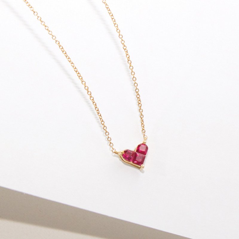 Sweet sweet heart Necklace II | 14K ruby ​​necklace - Necklaces - Precious Metals 