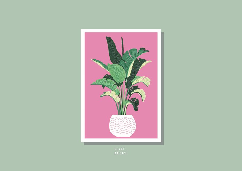 Orlane Made Hand-painted Illustration Printed Poster I Full of Greenery (Bird of Paradise) - Posters - Paper White