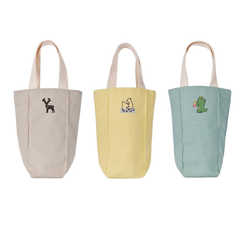 [5-in discount] YCCT eco-friendly beverage bag tall model - large capacity double-layer canvas - Beverage Holders & Bags - Cotton & Hemp Multicolor