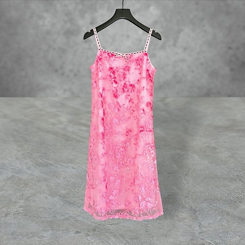 蘿綺莉蕾芭索 二手 RED HOUSE 粉紅色 雙層 外薄紗 輕薄 洋裝 PF518