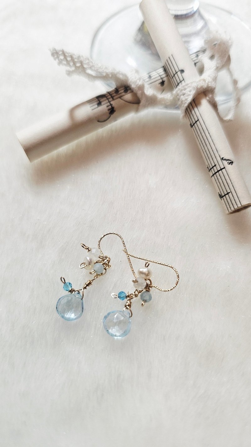 14KGF托帕石耳環 可換耳夾 - 耳環/耳夾/耳骨夾 - 其他金屬 