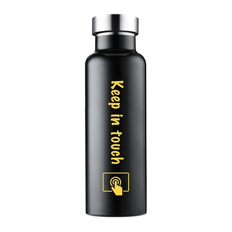 Long-lasting all-steel lid vacuum flask－KEEP IN TOUCH - Vacuum Flasks - Other Metals Black