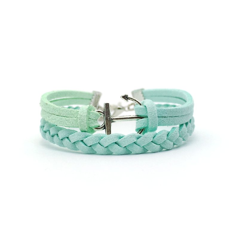 Handmade Double Braided Anchor Bracelets –light blue limited - Bracelets - Other Materials Blue