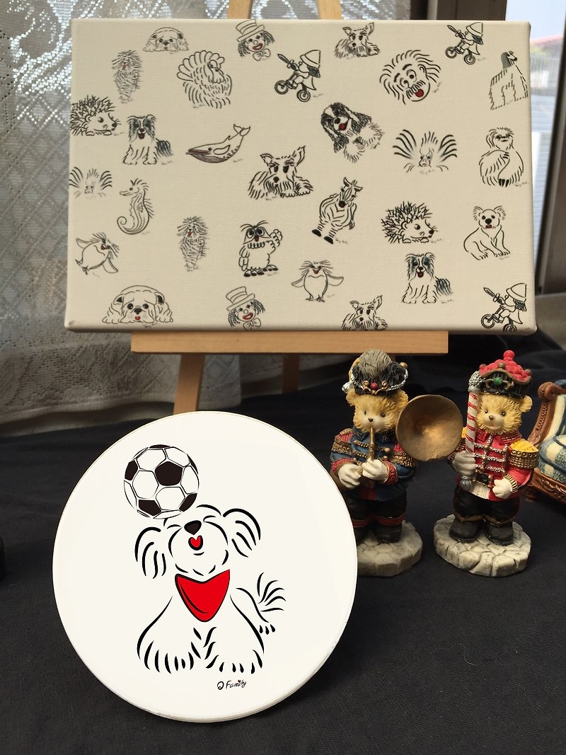 Q Family Original Ceramic Drinking Coaster - Maltese - World Cup Soccer Special - Coasters - Pottery White