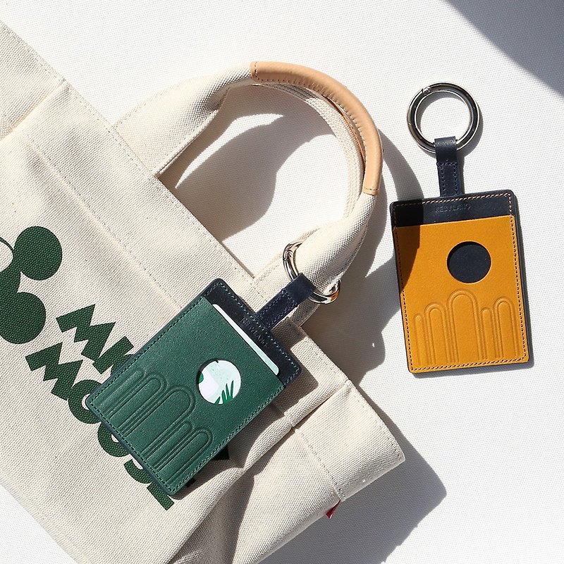 Upcycling Ilwolobongdo card wallet bag charm - ที่เก็บนามบัตร - หนังแท้ สีเขียว