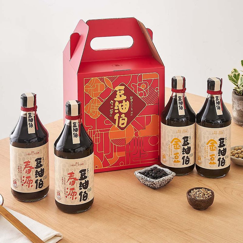 [Douyou Bo] Hot-selling soy sauce window flower gift box into a group of four (the gift box is random and no color is selected) - เครื่องปรุงรส - แก้ว 