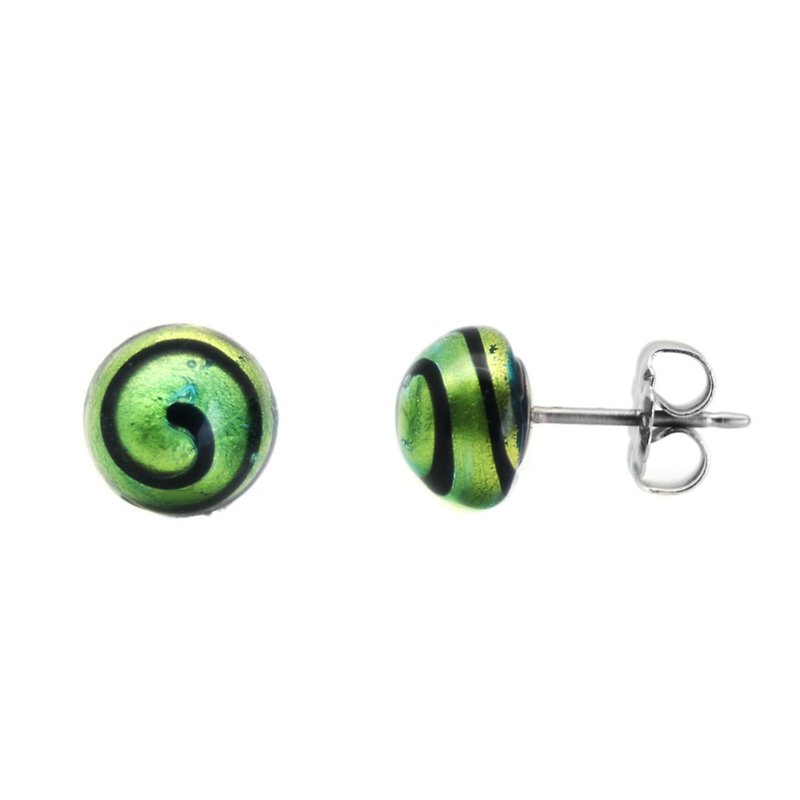 轉轉繽紛-星光綠 琉璃純鈦耳環一對 不過敏 買即贈鈦貼兩粒 - 耳環/耳夾 - 其他金屬 綠色