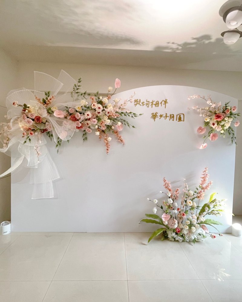 [Wedding Arrangement] Three-dimensional Shape Gauze Floral Backboard Arrangement Schedule Booking─Zhongzhang Area - Other - Plants & Flowers Pink