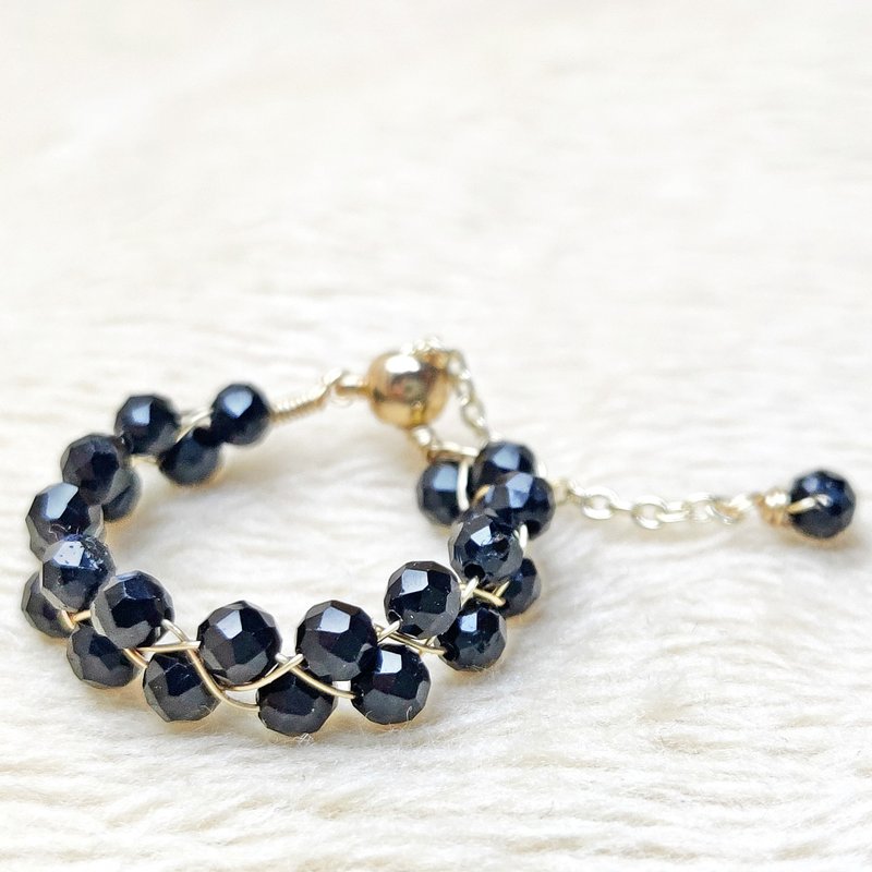 【訂製品】【設計款】14K金 黑尖石戒指 14K Gold Black Spinel - 戒指 - 水晶 