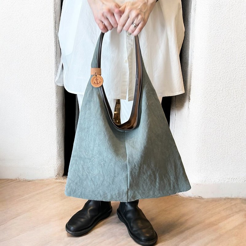 オオカミ少年  サックス　リネンワンショルダーバッグ　受注製作 - 側背包/斜背包 - 棉．麻 藍色