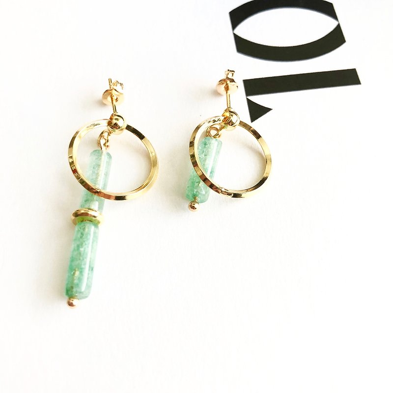 Minimalism - Jade 14kgf Earrings  【Wedding】【Mothers Day Gift】 - Earrings & Clip-ons - Gemstone Green