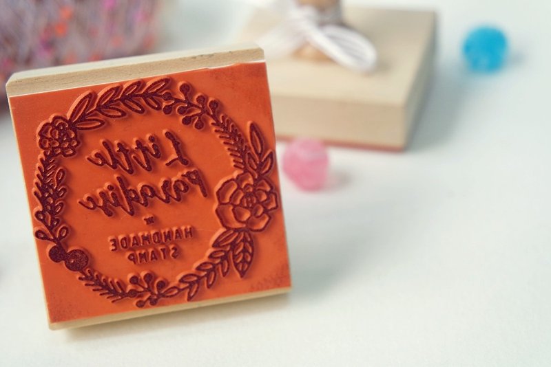 Semi-custom seal / romantic wreath text handle chapter - Stamps & Stamp Pads - Plastic Orange