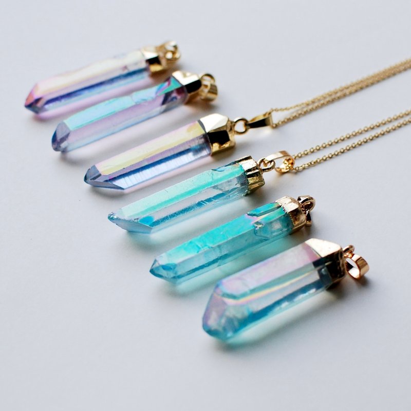 極光水晶項鍊【薰衣草紫 或 祖母綠】 - 項鍊 - 水晶 多色