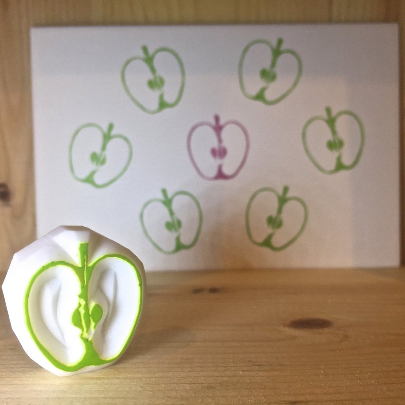Handmade stamp with postcard(apple) - Stamps & Stamp Pads - Rubber 