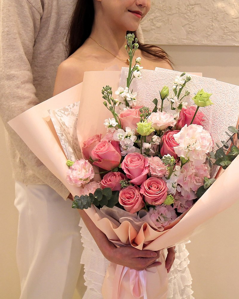 Love Story  奢華粉紅玫瑰花束 (大) 情人節送禮推薦 - 乾燥花/永生花 - 植物．花 