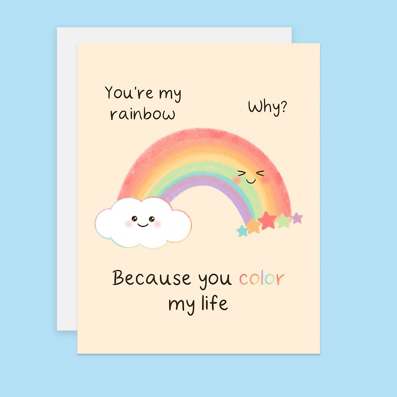You're My Rainbow Card, You color my life card, Cute love card, Anniversary Card - Cards & Postcards - Paper 