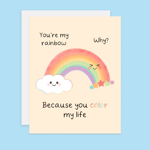 Sixtyeightcolors You're My Rainbow Card, You color my life card, Cute love card, Anniversary Card
