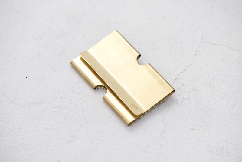Card Clip 黃銅雙層名片夾－原色 免費刻字 - 名片夾/名片盒 - 其他金屬 金色