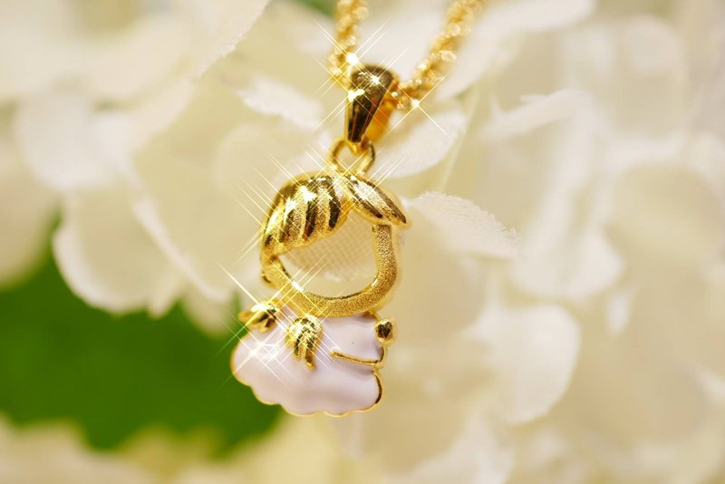 萌寶天使(素金吊墜) - 項鍊 - 24k 金 粉紅色