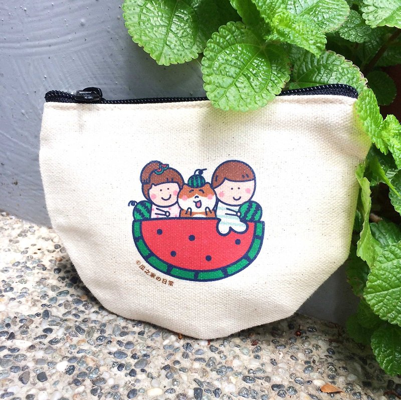 Slice watermelon coin purse canvas card holder Coin bag - กระเป๋าใส่เหรียญ - ผ้าฝ้าย/ผ้าลินิน 