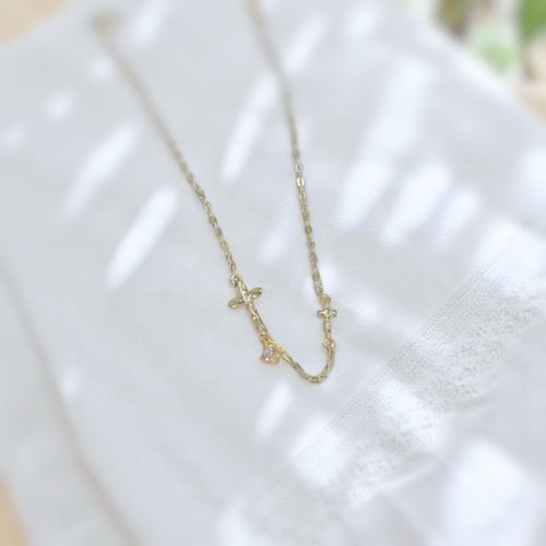 Giftest Jewelry 禮悟 925純銀鍍18K金/修復十字架 可洗澡女生情人節禮物禮盒手鍊B44