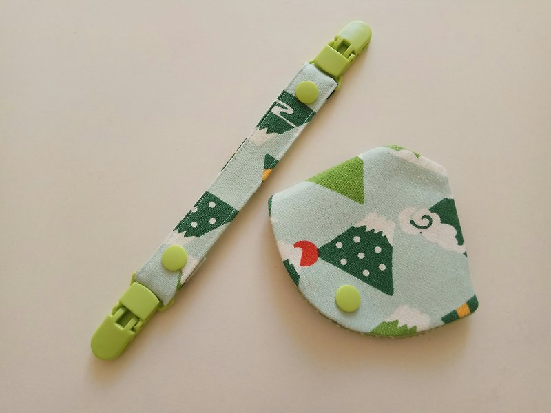 Green Fuji Mountain two in one pacifier clip nipple dust bag + nipple clip double head clip - Baby Gift Sets - Cotton & Hemp Multicolor