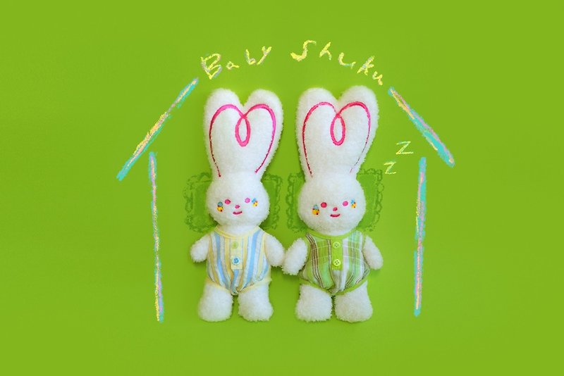 Baby Shuku Doll Rabbit Plush Doll | Baby One Month Gift - ของเล่นเด็ก - ผ้าฝ้าย/ผ้าลินิน 