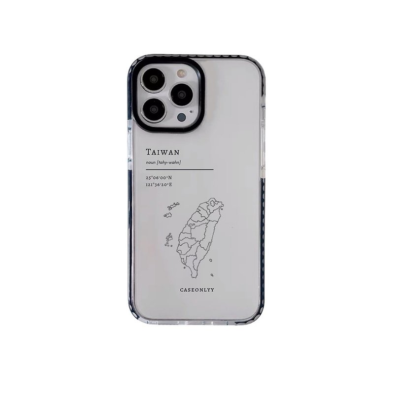 [Taiwan hand-drawn map series] Thickened anti-collision strip frame anti-fall mobile phone protective case - Phone Cases - Plastic Black