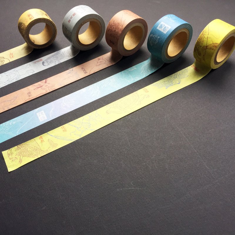 Classic of Mountains and Seas Washi Tape Set - Volumes 1-5 - มาสกิ้งเทป - กระดาษ หลากหลายสี