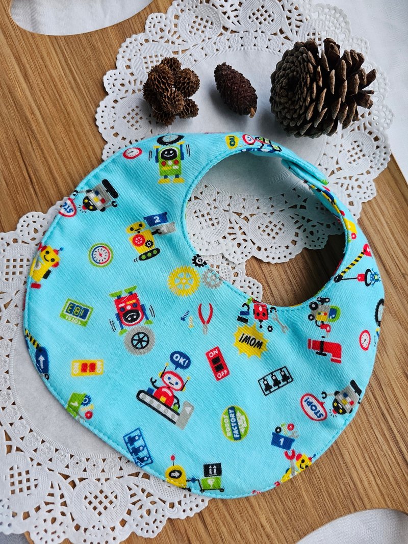 Egg-shaped eight-layer gauze baby bib bag/slobber towel (robot) - ผ้ากันเปื้อน - ผ้าฝ้าย/ผ้าลินิน หลากหลายสี