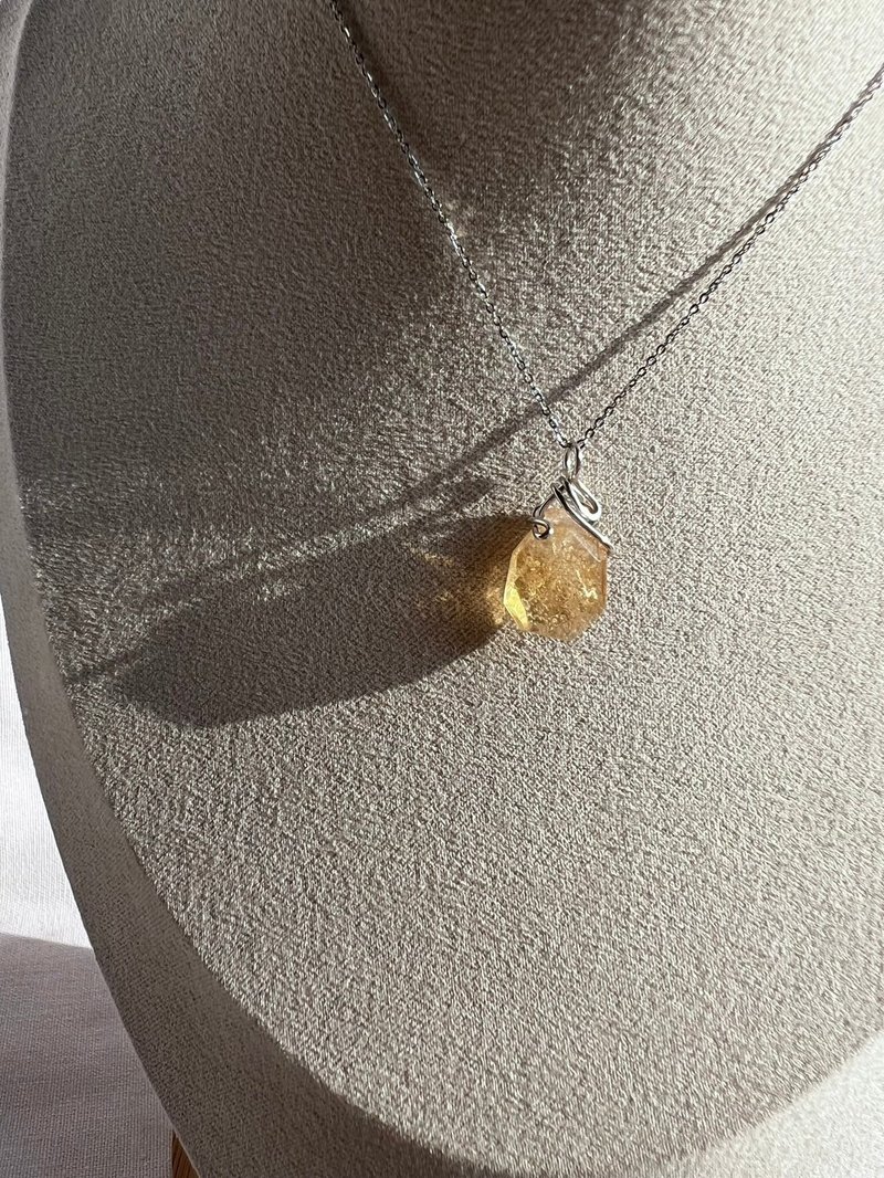 Citrine simple metal braid_necklace_stainless Stainless Steel chain_forest jewelry_natural Bronze plating 92 - Necklaces - Crystal 