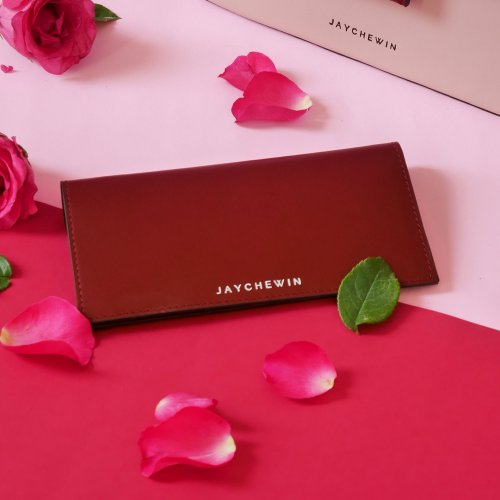 JAYCHEWIN 泰國包 錢包真皮長夾錢包 / Long Flat Wallet / Burgundy Red