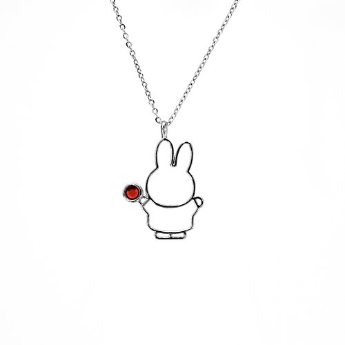 Mille-Feuille Fashion 【Pinkoi x miffy】Miffy 紅寶石水晶項鍊 | 七月誕生石