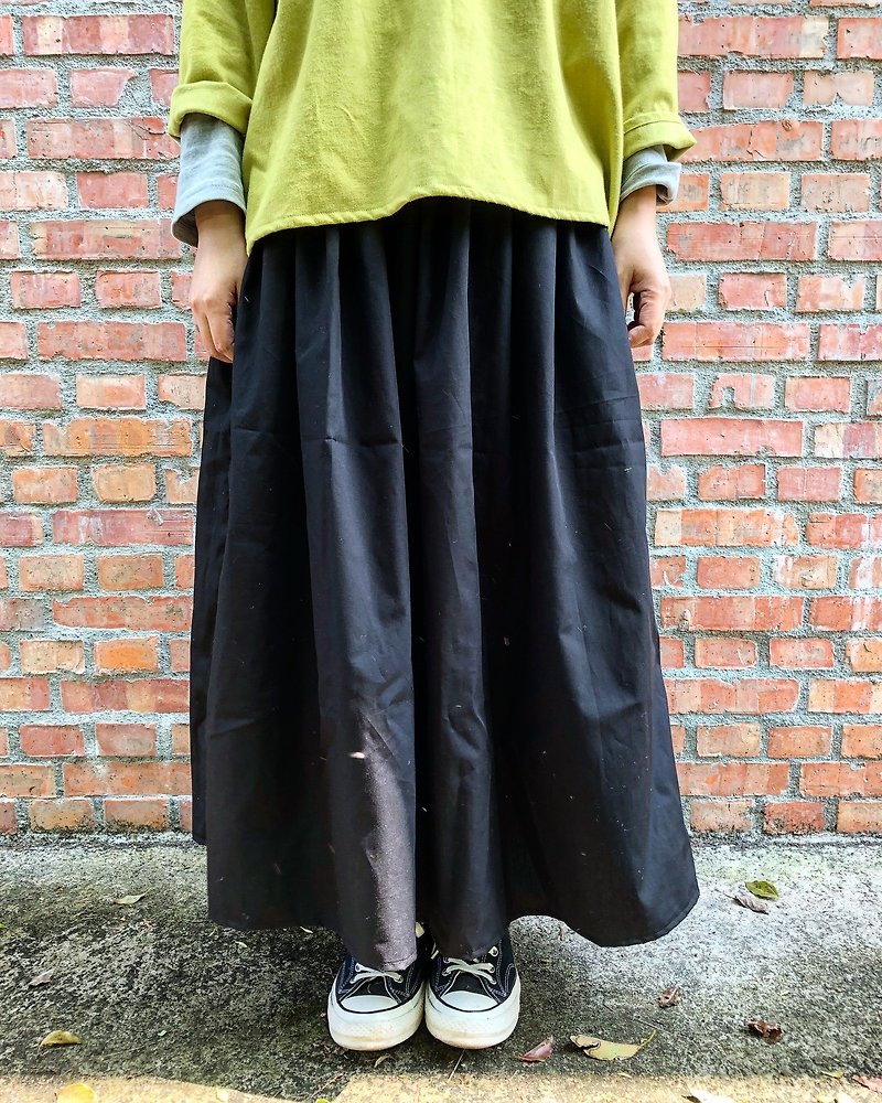 Pure cotton silk puffed pocket dress - Skirts - Cotton & Hemp Black